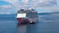 Victoria, Canada - June 28, 2019: large cruise travel ship in the ocean