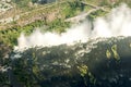 Victoria Falls, aerial view Zambesi River, Bridge and Victoria Falls, Zambia Royalty Free Stock Photo