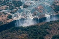 Victoria Falls Aerial, View from Above of Famous Waterfall Royalty Free Stock Photo