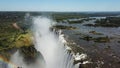 The Victoria Falls at the Border of Zimbabwe and Zambia in Africa. The Great Victoria Falls One of the Most Beautiful Wonders of t Royalty Free Stock Photo