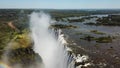 The Victoria Falls at the Border of Zimbabwe and Zambia in Africa. The Great Victoria Falls One of the Most Beautiful Wonders of t Royalty Free Stock Photo