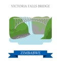 Victoria Falls Bridge Zimbabwe Flat historic vecto Royalty Free Stock Photo