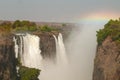 Victoria Falls and rainbow over a canyon