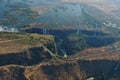 Victoria Falls, helicopter view. Unesco heritage site, Zimbabwe, Africa. Royalty Free Stock Photo