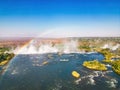 The Victoria Falls in an aerial view - Zambia, Zimbabwe Royalty Free Stock Photo