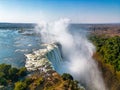 The Victoria Falls in an aerial view - Zambia, Zimbabwe Royalty Free Stock Photo