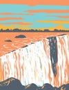 Victoria Falls or Mosi-oa-Tunya of the Zambezi River WPA Art Deco Poster