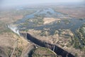 Victoria Falls waterfall aerial shots from helicopter