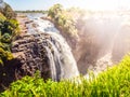 Victoria Falls on Zambezi River. Dry season. Border between Zimbabwe and Zambia, Africa Royalty Free Stock Photo