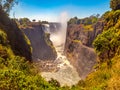 Victoria Falls on Zambezi River. Dry season. Border between Zimbabwe and Zambia, Africa Royalty Free Stock Photo