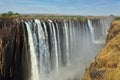 Victoria Falls on the Zambezi River between Zimbabwe and Zambia Royalty Free Stock Photo