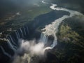 Victoria Falls in Zimbabwe, Africa. Aerial view of the Victoria Falls. Royalty Free Stock Photo