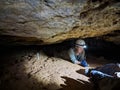 Advanced Caving in the Victoria Fossil Cave Royalty Free Stock Photo