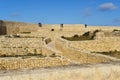 Victoria, Gozo, Malta 02/02/2020 Tourist visting citadel `Citadella` and admiring view