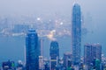 Victoria Harbor as viewed a top Victoria Peak,hong kong Royalty Free Stock Photo