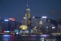 Hongkong conventrain and exhibition center buildings night view