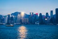 Victoria Harbor in sunset Hong Kong