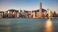 Victoria Harbor at sunset view in Hong Kong, China Royalty Free Stock Photo