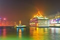 Victoria Harbour cruise ship night scape Royalty Free Stock Photo