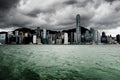 Victoria harbour in Hongkong before the rainstorm Royalty Free Stock Photo