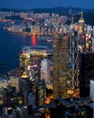 Victoria Harbour Night Scene from High Angle Royalty Free Stock Photo