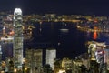 Victoria Harbour Night Scene from High Angle Royalty Free Stock Photo
