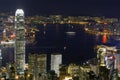 Victoria Harbour Night Scene from High Angle