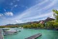 Victoria, Mahe, Seychelles -5 October, 2018: A beautiful view of marina at Eden Island Mahe Seychelles