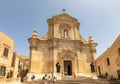 Front view of the Cathedral of the Assumption in the Cittadella of Victoria in Gozo, Malta Royalty Free Stock Photo