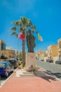 Victoria, Malta - May 8, 2017: The monument to Pope John Paul II at Gozo island in Malta.