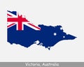 Victoria Map Flag. Map of Vic, Australia with the state flag isolated on a white background. Australian state. Vector illustration Royalty Free Stock Photo