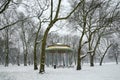 Victoria Park in London under snow.