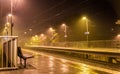 Victoria Park station in the rain at night - Melbourne, Australia Royalty Free Stock Photo