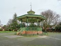 Victoria park Swinton. Charming Victorian bandstand in a quiet park setting Royalty Free Stock Photo