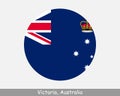 Victoria Australia Round Circle Flag. Vic Australian State Circular Button Banner Icon. The Garden State EPS Vector Royalty Free Stock Photo