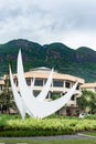 VICTORIA, SEYCHELLES - MAY 9, 2013: Seychelles Island and Capital Victoria. City Symbol by the local road Royalty Free Stock Photo