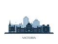 Victoria skyline, monochrome silhouette. Royalty Free Stock Photo