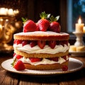 Victoria Sponge Cake , traditional popular sweet dessert cake Royalty Free Stock Photo