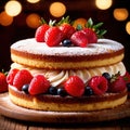 Victoria Sponge Cake , traditional popular sweet dessert cake Royalty Free Stock Photo