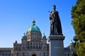 Victoria statue with British Columbia Parliament Royalty Free Stock Photo