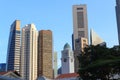 Victoria Theatre and Concert Hall clock tower and skyscrapers, Singapore Royalty Free Stock Photo