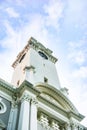 Clock Tower of Victoria Theatre and Concert Hall at Empress Place, Singapore. Royalty Free Stock Photo