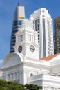 Victoria Theatre & Concert Hall Tower Clock at Singapore Royalty Free Stock Photo