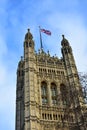 Victoria Tower with the Flag of the United Kingdom. London. Royalty Free Stock Photo