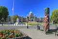 Totem Pole and BC Parliament Building at the Inner Harbour in Victoria, Vancouver Island, British Columbia, Canada Royalty Free Stock Photo