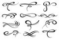 Victorian calligraphic swirl romantic flourish decoration vector set Royalty Free Stock Photo