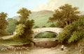 Old Illustration of Historic Bridge Scene of Central Scotland