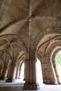 Victorian cloisters at the University of Glasgow, Scotland, built in the style of Gothic Revival.