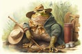 Victorian clothes elegant frog or toad watercolor