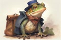Victorian clothes elegant frog or toad watercolour